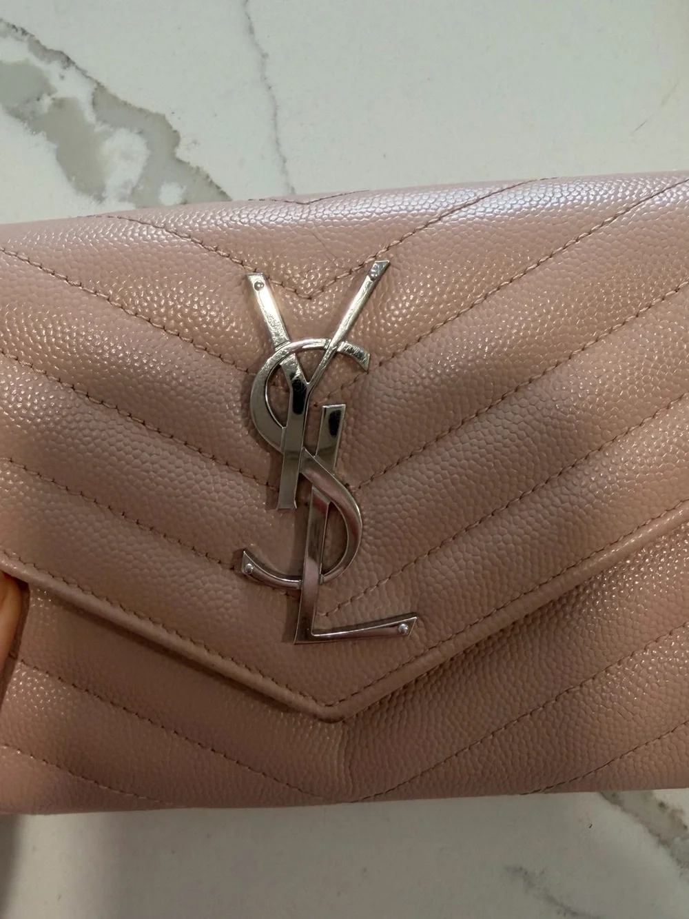 YSL Saint Laurent bag WOC pink Silver purse handbag authentic box and dust bag